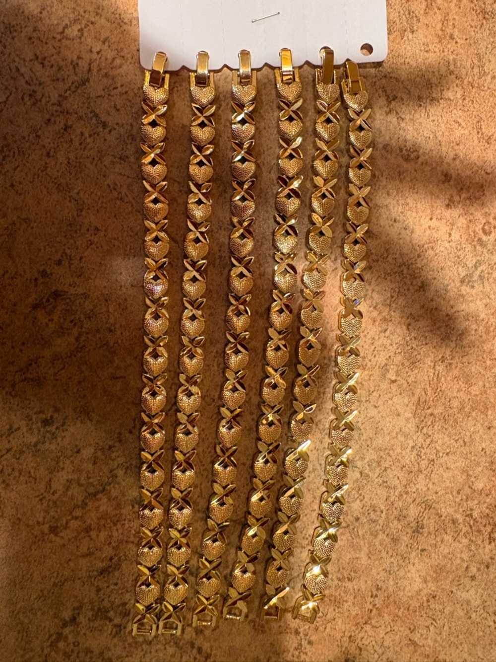 Gold-Tone Women's Heart & X Link Bracelet 6 bracelets
